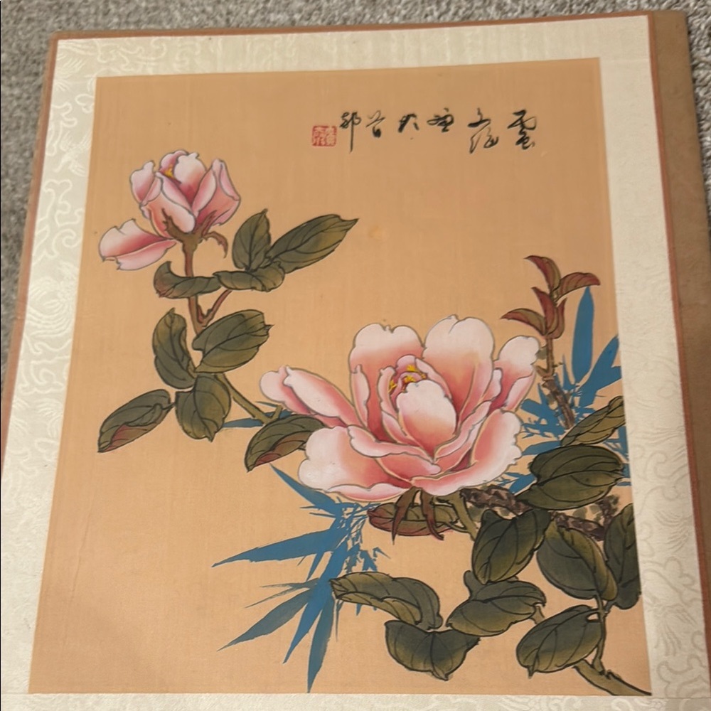 Floral Wall Art with Pink and Green Accents